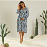 Autumn Loose V Neck Print Pullover Long Sleeved Pregnant Mother Dress