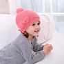 Baby Girls Warm Pom Beanie Side Bow Kids Knitted Hat Warm Windproof