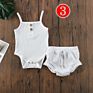 Baby Ribbed Set Sleeveless Vest Rompers + Shorts 2Pcs Outfit Solid Color