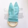 Baby Wood Rattle Ring Cloth Bunny Ear Baby Playing Teether Hand Toys