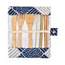 Bamboo Cutlery Set with Knife Fork Spoon Straw Brush Chopsoticks Bag Natural as Gift