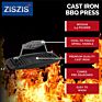 Bbq Steak Meat Press Cast Iron Grill Press with Cool-Grip Spiral Handle