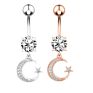 Beach Gold/Silver Plated Stainless Steel Body Piercing Jewelry Women Star Crystal Moon Pendant Belly Button Rings Barbell