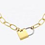 Big Lock Link Chain Choker Necklace Women Gold Color Stainless Steel Pendant Necklaces P193040