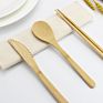 Biodegradable Bamboo Fiber Tableware Sets Spoon Fork Knife Straw Chopsticks Reusable Bamboo Fiber Cutlery Set