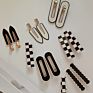 Black and White Checkerboard Girl Retro Hairpin Duck Tip Hairpin Hair Accessories