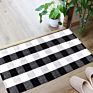 Black and White Cotton Buffalo Check Rug Outdoor Door Mat Home Plaid Area Carpet for Floor Kitchen Bathroom