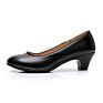 Black Cow Genuine Leather Women Anti-Slip Work Professional Hotel Bank Staff Shoes