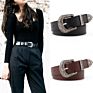 Black Leather Women Metal Heart Buckle Waist Vintage Western Carved Ladies Belt Waistband Cinturon Mujer