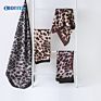 Black Side Leopard Square Satin Silk Feel Chiffon Scarf