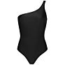 Black Solid Tie Side One Shoulder One Piece Swimsuit Bathing Suits Women Sports One Piece Swimwear Monokini