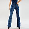 Boboyu Design Xs Cotton Trouser Two Tone Printed Vintage Y2K Denim Jeans Women High Waist Wide Leg Pants Slim Fit