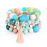 Bohemianhandmade Braidedcolorful Beads Elastic Bracelet Ethnic Multi Layer Rice Beads Beaded Stretch Charm Boho Tassel Bracelet