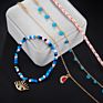 Boho Geometric Nature Stone Pendant Tassel Beaded Anklet Set for Women Charms Weaving Watermelon and Eye Pendant Anklet