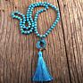 Boho Jewelry Women Gift Natural Stone and Crystal Beads Tassel Necklace Irregular Druzy Drop Pendant Necklace