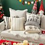 Boho Tufted Throw Pillow Cover with Handwoven Stripes Linen Cotton Decorative Cushion Case for Couch Sofa,