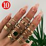 Boho Vintage Ring Set Gold Knuckle Rings for Women Crystal Star Crescent Geometric Female Finger Rings Set Jewelry
