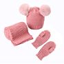 Boys Girls Kids Toddles Baby Knitted Beanie 3Pcs Hats Gloves Scarfs with Faux Fur Pom Pom