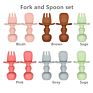Bpa Free Toddler First Training Self Feeding Utensils Set Baby Led Weaning Utensils Silicone Baby Fork and Spoon
