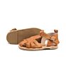 Brown Color Girls Sandal T-Strap Smooth Cow Leather for Kids Smile Baby Breathable Poly Bags Buckle Strap Mixed Colors