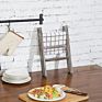 Brown Torched Countertop Storage 16 Inch Kitchen Rack Home Decortion Rustic Wood Ladder Towel Holder