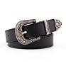 Buckle Black Brown Women Vintage Western Waist Belt Pu Leather Belt for Jeans Dresses