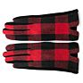 Buffalo Plaid Woolen Gloves for Women Warm Plush Touch Screen Gloves