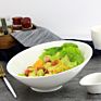 Buffet White Porcelain Oblique Fruit Salad Bowl Restaurant Cuisine Noodle Bowl Ceramic Dining Bowl