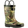 Camouflage Printing Children Wellies Waterproof Rubber Shoes with Handle Army Rain Boots for Kids