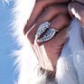 Caoshi Personality 925 Silver Plated Micro Paved Zircon Diamond Adjustable Feather Angel Wing Rings Women