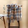 Cashmere Feel Acrylic Scarfs for Women Men Wool Tartan Checkered Plaid Shawl Scarf with Tassels