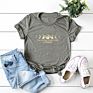 Casual Letter Moon Print Short Sleeve Summers Top Woman Tops Fashionable T-Shirts Designed Ladies Tees -Pt