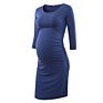 Casual O-Neck Striped Plain Maternity Dress for Pregnant Women in Spring And