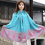 Casual Printed Tassels Elegant Customized Cotton Scarf