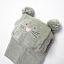 Cat Knitted Pom Hat Boys Girls Cute Soft Cotton Warm Scarf Kids Autumn