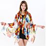Cenrui Popular Maple Leaves Printing Colorful Travel Pearl Chiffon Scarf for Women