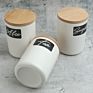 Ceramic Porcelain Food Storage Canister Jar with Wooden Lid Set of 3