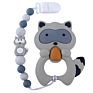 Chewable Silicone Raccoon Teether Baby Teething Pacifier Clip Dummy Chain Holder Silicone Pacifier Clip