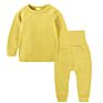Children Pajamas Kids Plain Color Ribbed Cotton Pajamas Sets Kids Long Sleeves Sleepwear