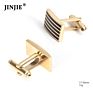 Chinese Rectangle Gold Plated Black Stripe Cuff Links and Tie Clip Set