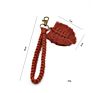 Christmas Gift Macrame Keychain Handcrafted Boho Accessories Wristlet Macrame Leaf Keyring for Purse Keys