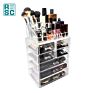 Clear Transparent Acrylic Cosmetics Makeup and Jewelry Big Storage Case Display 3 Large 4 Small Drawers