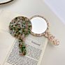 Color Cellulose Acetate round Single Side Handle Cosmetic Mirror Girls Gift Portable Makeup Mirror