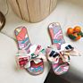 Color Ribbon Bow Flat Heel Flat Slippers Female Style All-Match Floral Flip-Flops