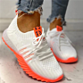 Colorblock Breathable Knitting Women's Tennis Shoes Lace up Woven Air Cushion Sneakers Sports Running Shoes