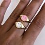 Colorful Enamel Stainless Steel Jewelry Smiley Happy Face Rings for Women 18K Gold Plated Signet Ring Tarnish Free