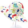 Cotton Soft Top Cartoon Animals Printed Baby Kids Sun Sunshade Fisherman Bucket Hat