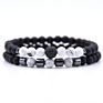 Couple Jewelry Set 8Mm Pave Cz Ball Black Hematite 6Mm Natural Onyx Stone Stretch Beads Bracelet