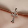 Cross Pendant Gold-Plated Zircon Spot 925 Sterling Silver Temperament Religious Street Trend Street Crossing