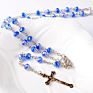 Crystal Rosary Jesus Cross Necklace Religious Christ Prayer Beads